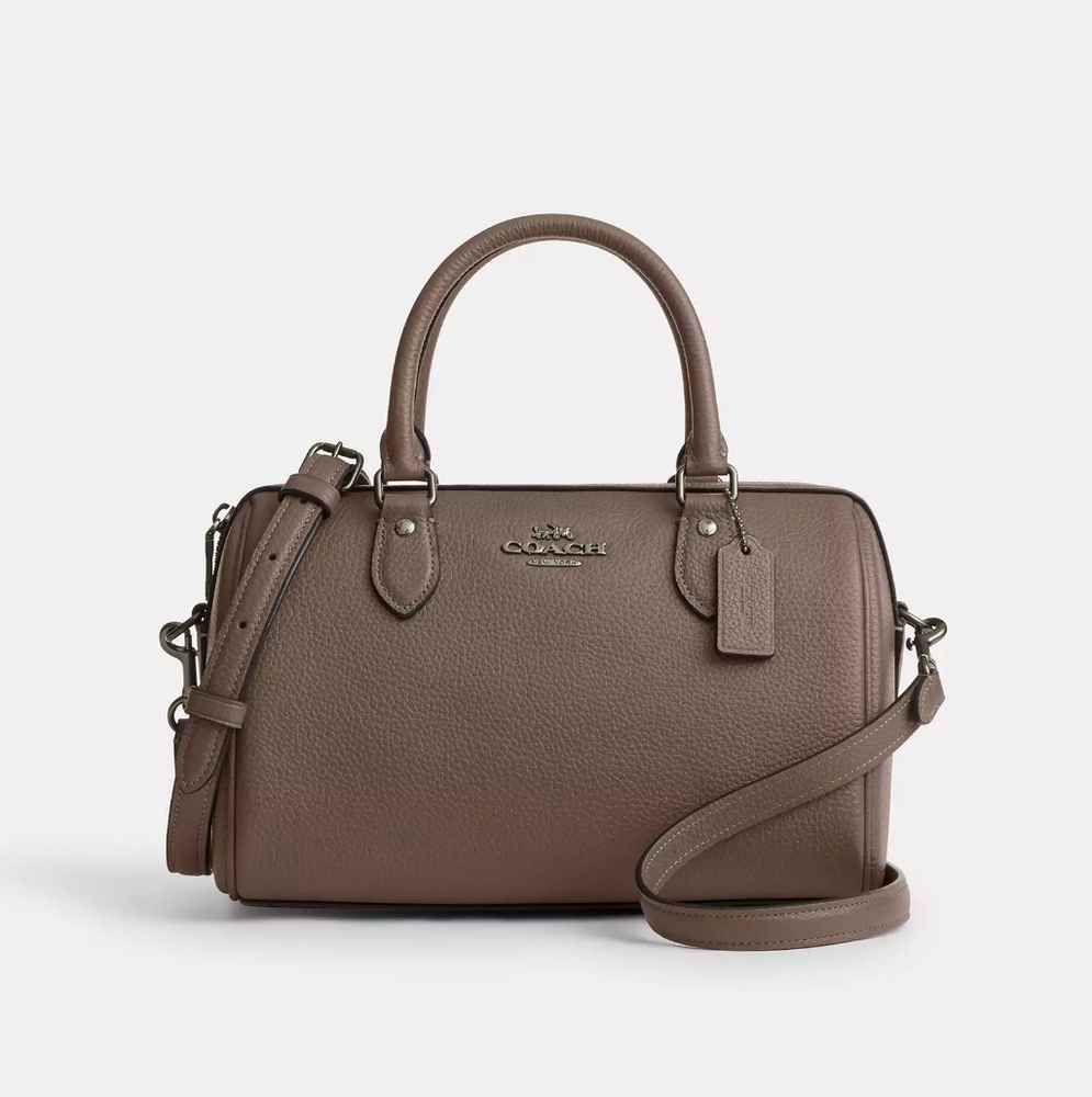 Coach Pebbled Leather Satchel in Stone with Removable Strap Excellent Condition